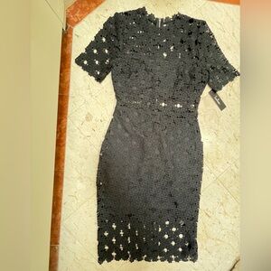 NWT Lulus Black Floral Lace Midi Dress